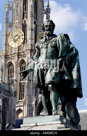 Rubens-Denkmal, Groenplaats, Antwerpen, Belgien Stockfoto