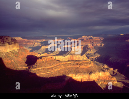 Der Grand Canyon gesehen bei Sonnenaufgang von Yavapai Aussichtspunkt auf den South Rim Arizona USA Stockfoto