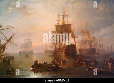 Schlacht von Trafalgar 1805 Ölgemälde Stockfoto