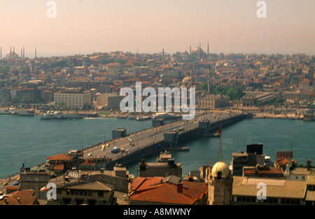 Istanbul-Türkei-Blick vom Galata-Turm (Kulesi) von der Galata-Brücke Stockfoto