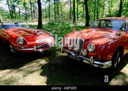 Jaguar E-Typ Serie 1 Jaguar Mk 2 1964 Oldtimer Stockfoto