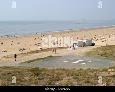 Hubschrauberlandeplatz am Strand in der Nähe von Saint-Palais an der Cote de Beaute Charente-Maritime-Frankreich Stockfoto
