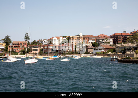 Felix Bay auf Point Piper in Double Bay Vorort mit Booten und teure exklusive Häuser am Hafen von Sydney NSW Australia Stockfoto