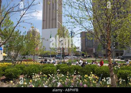 Campus Martius Park in der Innenstadt von Detroit Stockfoto