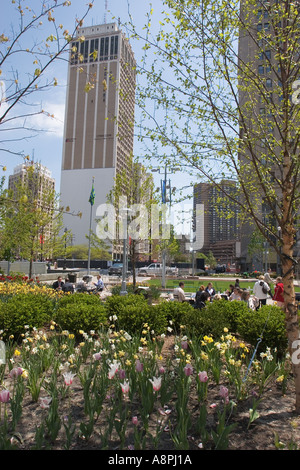 Campus Martius Park in der Innenstadt von Detroit Stockfoto