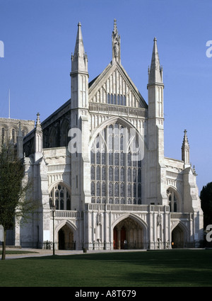 Winchester Kathedrale Hampshire Höhe Westeingang Stockfoto