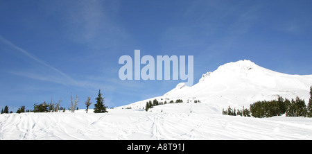 Mount Hood, Oregon--Weiß, rein und schön, ein sehr beliebtes & Snowboard Ski Resort. Stockfoto