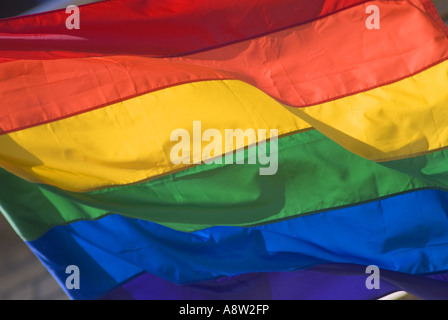 Die gay-Pride-Regenbogenfahne auf dem Display in Brighton Stockfoto