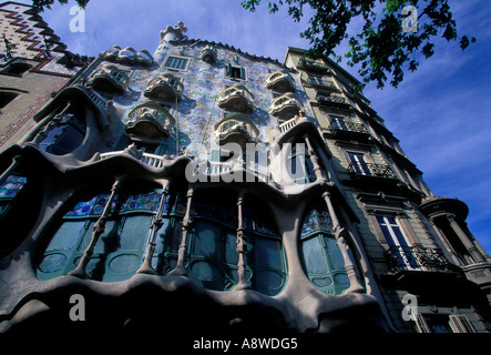 Casa Batllo, Design von Antoni Gaudi, Passeig de Gracia, 43, Barcelona, Provinz Barcelona, Spanien, Europa Stockfoto