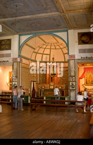 USA, Idaho, Cataldo, Mission des Heiligen Herzens, hölzernen Altar, 1853, Idaho State Park Stockfoto