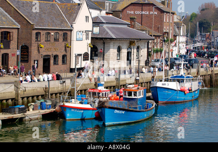 Angelboote/Fischerboote vertäut im Hafen von Weymouth Dorset England UK Stockfoto