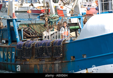 Angelboot/Fischerboot im Hafen von Weymouth Dorset England UK Stockfoto