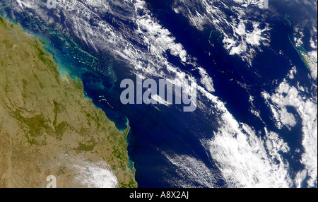 Great Barrier Reef aus dem Weltraum betrachtet Stockfoto