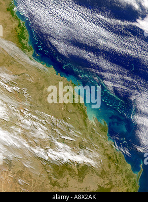 Great Barrier Reef aus dem Weltraum betrachtet Stockfoto