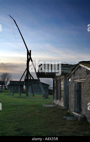 Fischerhütten und einem Unentschieden gut an der Küste der Insel Gotland ein schwedischen Urlaubsort an der Ostsee-Schweden-Europa Stockfoto