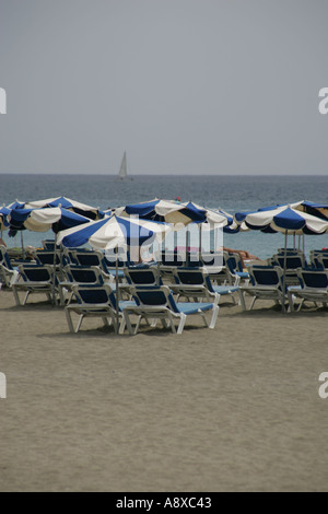 Aussicht auf den Strand in Los Cristianos Teneriffa Stockfoto