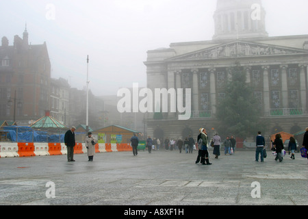 Nebel in Nottingham Marktplatz Stockfoto