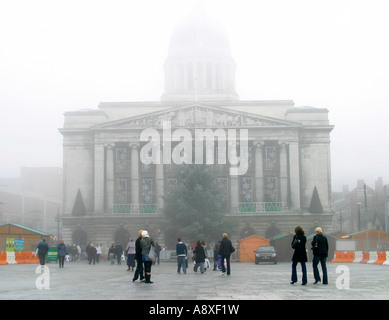 Nebel in Nottingham Marktplatz Stockfoto