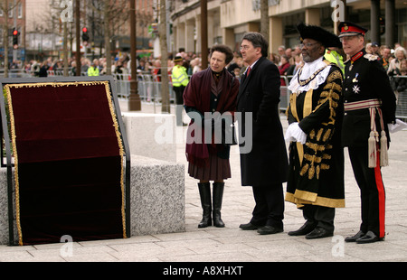 Princess Royal Michael Frater Nottingham City CEO Des Wilson Lord Bürgermeister von Nottingham Sir Andrew Buchanan Lord Lieutenant von nicht Stockfoto