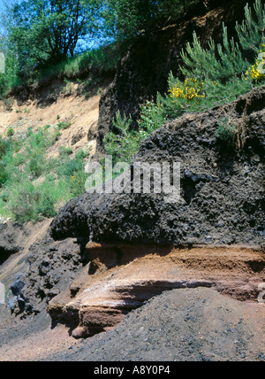 Vulkanischen Schlacken Ablagerungen, Puy de Dome, Auvergne, Frankreich. Stockfoto