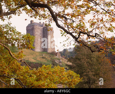 Neidpath Castle, in der Nähe von Peebles, Scottish Borders, Schottland, Vereinigtes Königreich Stockfoto