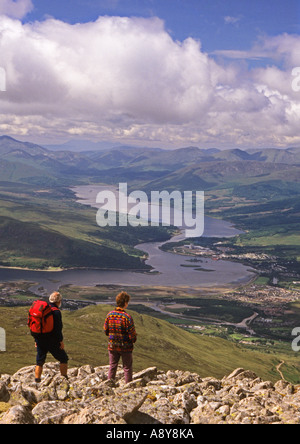 Caol Corpach und Loch Eil in der Nähe von Fort William aus den Hängen des Carn Mor Dearg Stockfoto