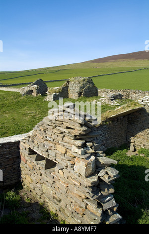 dh Westness ROUSAY ORKNEY Brough Bauernhof Wikinger Siedlung Bauernhaus Ruinen Stockfoto