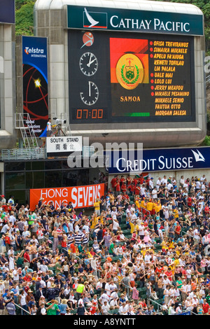 Samoanische Team Roster berüchtigten Süden steht Hong Kong Rugby Sevens 2007 Stockfoto