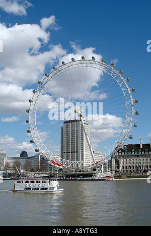 London, Auge, Ferris, Rad, groß, Bigwheel, Tourist, Attraktion, Sehenswürdigkeit, Sightseeing, Tourismus, Reisen, Themse, River, England, Stockfoto