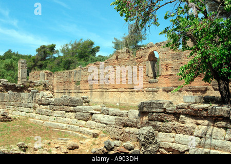 Frühchristliche Basilika und die Werkstatt des Phidias im Heiligtum von Olympia Stockfoto