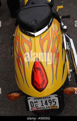 Lake George, NY. Americade Fahrrad-Rallye Detail Lackierung auf Sieg Motorrad. Stockfoto