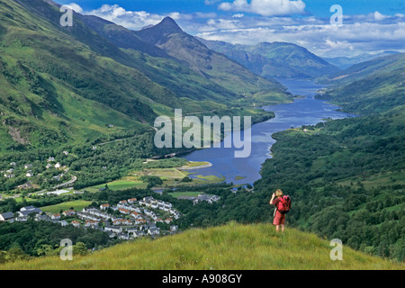 Auf der Suche nach unten Loch Leven, Pap Glencoe von oben Kinlochleven Stockfoto