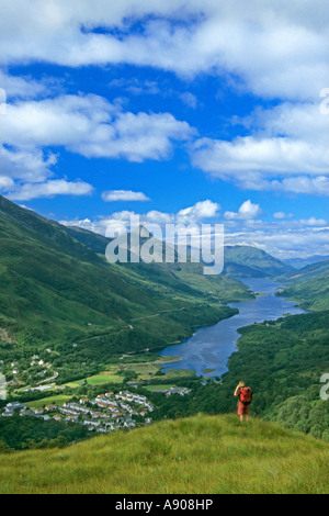 Auf der Suche nach unten Loch Leven, Pap Glencoe von oben Kinlochleven Stockfoto