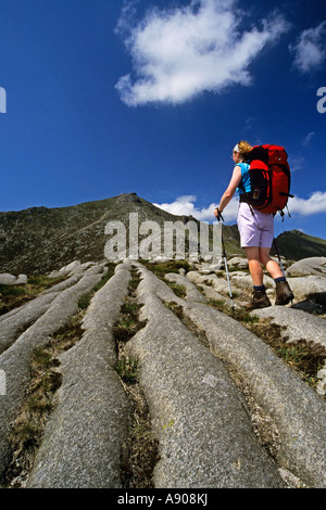 Nähert sich den Gipfel der Ziege fiel auf der Isle of Arran Stockfoto