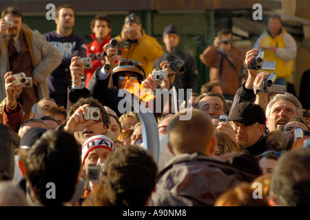 XX Winter Olympischen Fackellauf, Turin, Februar 2006 Stockfoto