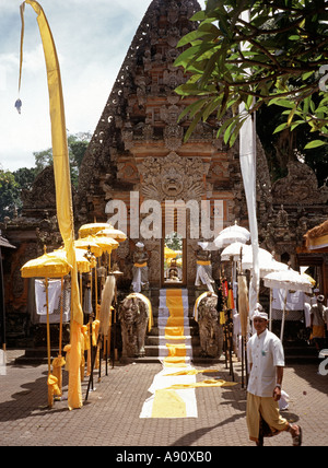 Indonesien Bali Mas Pura Taman Pule-Tempel während Kuningan festival Stockfoto