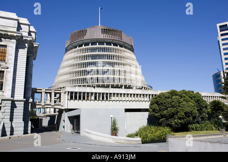 Das Parlamentsgebäude in Beehive House Of Representatives Stadtzentrum Wellington Nordinsel Neuseeland Stockfoto