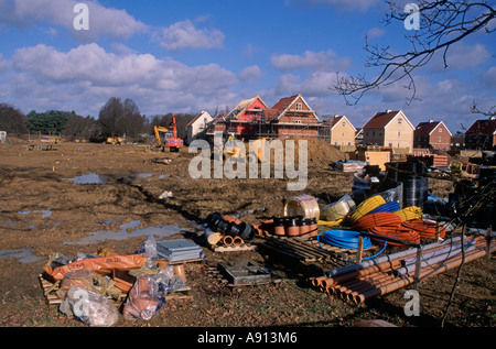 Neue privaten Wohnsiedlung gebaut Rendlesham Suffolk England Stockfoto