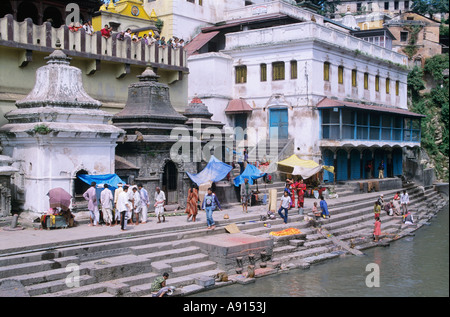 Feuerbestattung Ghats in Pashupatinath, Nepal Stockfoto