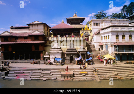 Feuerbestattung Ghats in Pashupatinath, Nepal Stockfoto