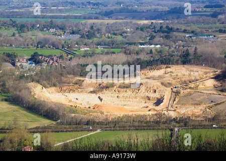 Rock gemeinsame Steinbruch West Sussex einer vorgeschlagenen Deponie in Sussex Dorf von Washington. 2007 Stockfoto