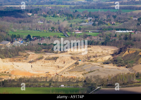 Rock gemeinsame Steinbruch West Sussex einer vorgeschlagenen Deponie in Sussex Dorf von Washington. 2007 Stockfoto