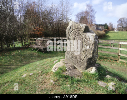 Dh Adler Stein STRATHPEFFER ROSS CROMARTY Piktischen Kunst auf Rock Schottland keltischen Steine Stockfoto