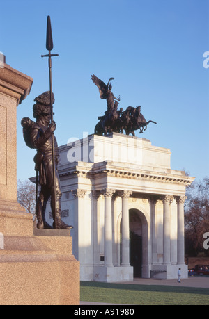 Die Wellington Arch in der Nähe von Hyde Park Corner London England Stockfoto