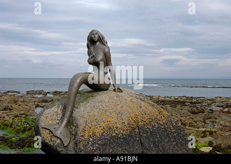 Mermaid Skulptur Balintore Meer Ostern Ross Schottland Highland Region Stockfoto