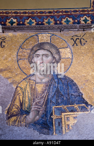 Süd-Galerie Mosaik: Detail Christi von Deesis, Hagia Sophia Istanbul. Stockfoto