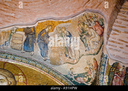 Mosaik von Vermehrung der Brote, Chora Kloster Istanbul. Stockfoto