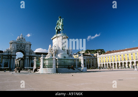 Statue von König José I, Praco Comercio, Lissabon, Portugal Stockfoto