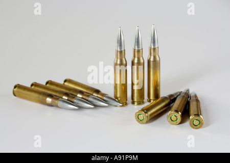 Pistole Munition 7 62 x 51 für G3 und MG3 Stockfoto