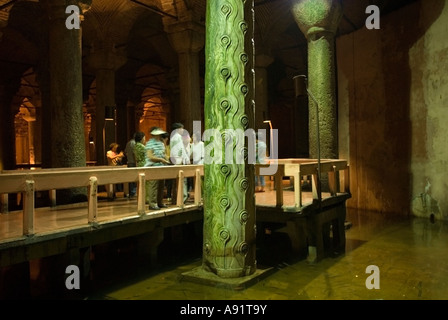 Unterirdische Zisterne, Basilika, Sultan Ahmed Istanbul Türkei. Stockfoto